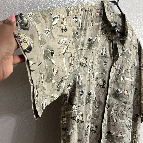 Bit & Bridle Shirt Men Large Tall LT Button-down Fishing Gear Print Short Sleeve - Picture 4 of 7